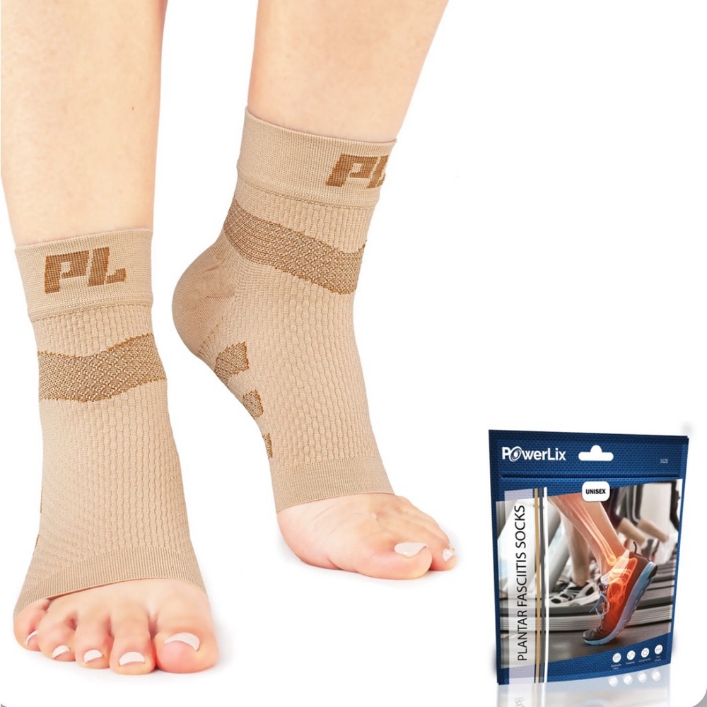 POWERLIX Unisex Plantar Fasciitis Unisex Support Socks Size Large